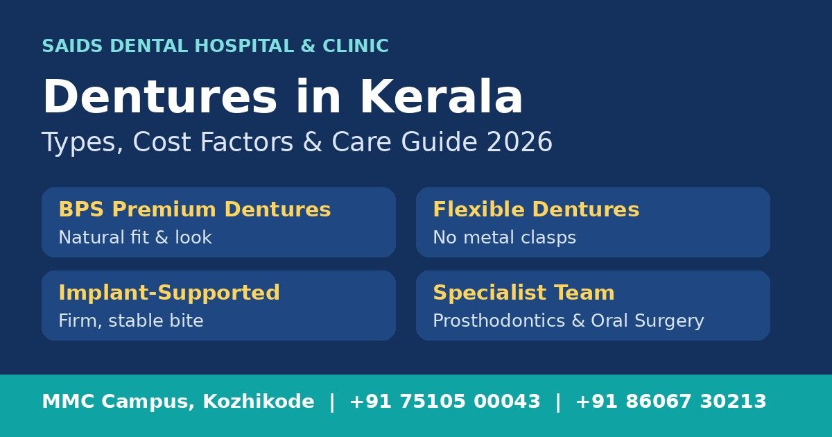 Dentures in Kerala (2026): Types, Cost Factors & Care Guide